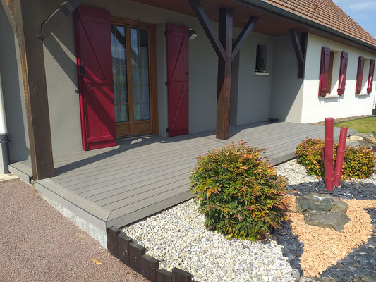 Pose d'une terrasse en bois composite