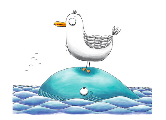 Möwe auf Wal