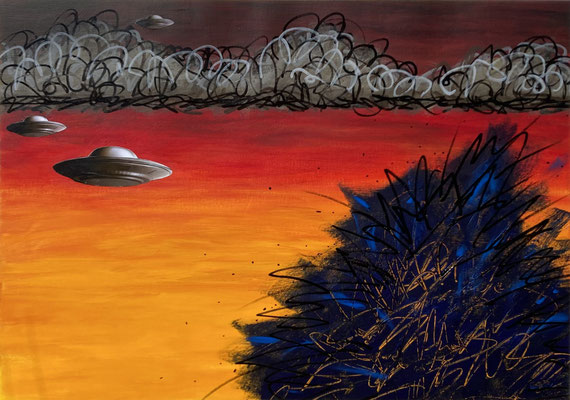 Planet B To The Rescue / 24x18" acrylic on paper