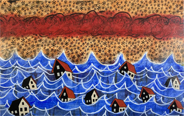 Red Sky Mourning  / 18x12" acrylic on paper