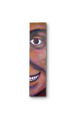 Smile:  3.5 x 16 x 1"  Acrylic on wood