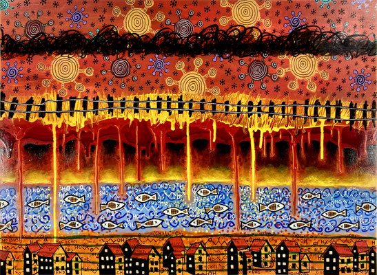 East Palestine, Ohio, USA / 24x18" acrylic on paper