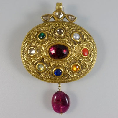 Amulett in 22 kt Gold, Tibet