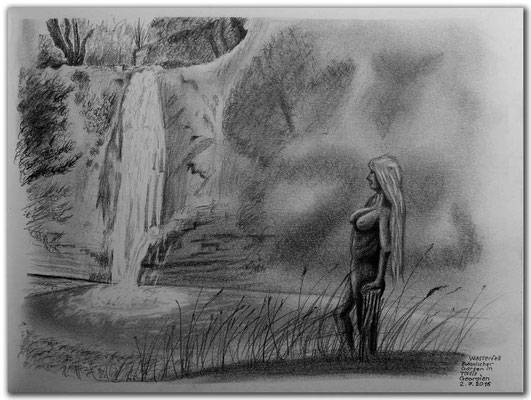 155.Skizze.Wasserfall.Bot.Garten.Tbilisi.Georgien