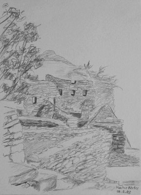 038.Skizze, Machu Picchu /Peru