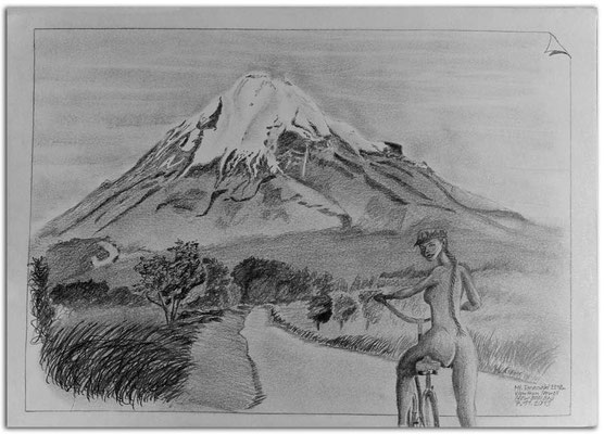 233.Skizze.Mt.Taranaki from Newall.New Zealand