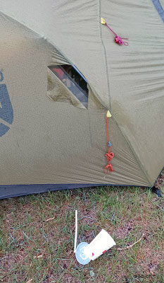 CA. Tent destroyed by jerks at Grassy Lake Camp