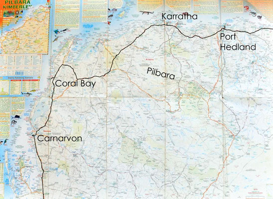 Karte: Pilbara (Port Hedland - Carnarvon)