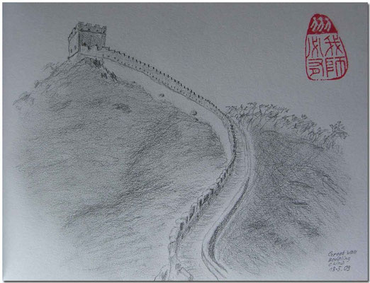 095.Skizze, Great Wall, Badaling /China