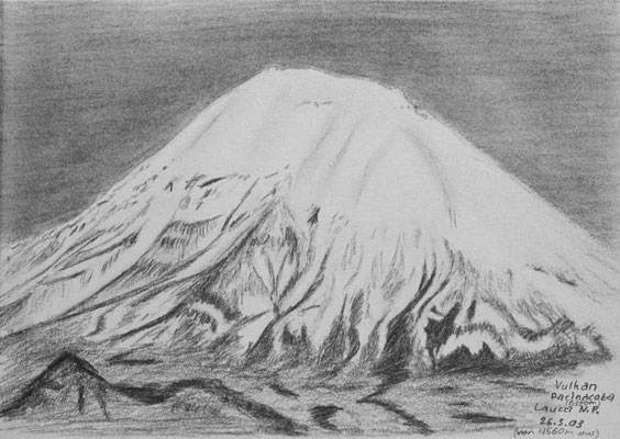 035.Skizze, Vulkan Parinacota 6330m, Lauca N.P. /Chile