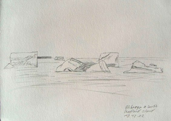 018.Skizze, Eisberge in South Shetland Island
