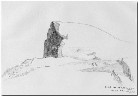  „Titlis vom Stanserhorn aus“     14.10.2001  21x14.5 cm  Bleistift auf Papier  Skizze 