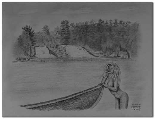 129.Skizze.High Falls at Bracebridge.Canada