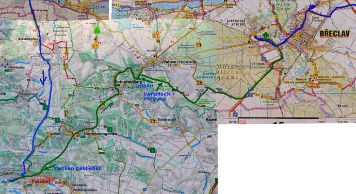 Karte Tag 6: Poysdorf - Breclav