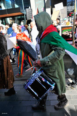 Neuseeland. Christchurch. Trommler bei einer Demonstration