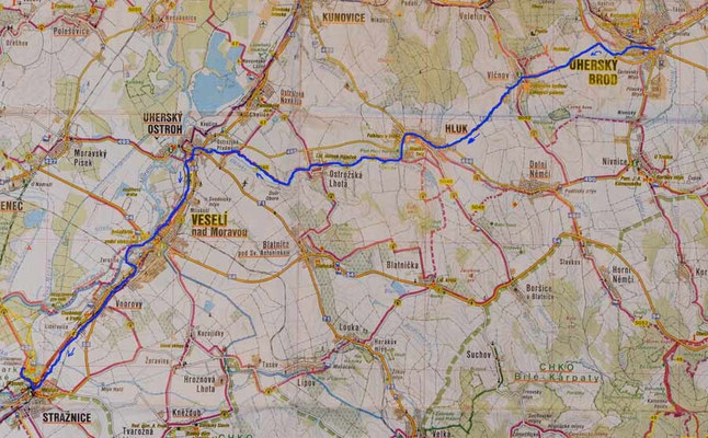 Karte Tag 1: Uherský Brod - Straznice
