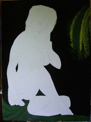 Grünes Tuch gemalt