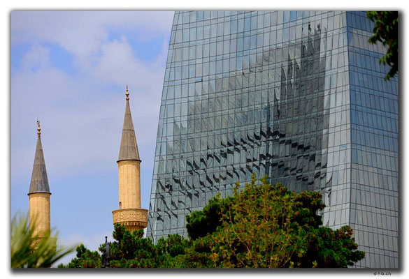 AZ078.Baku.Mosque & Flame Towers