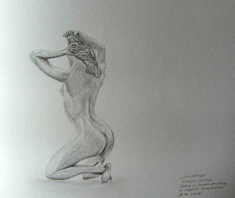 083.Skizze, "La matinée" François Cacheux, Statue im Jardin des plantes in Angers /France