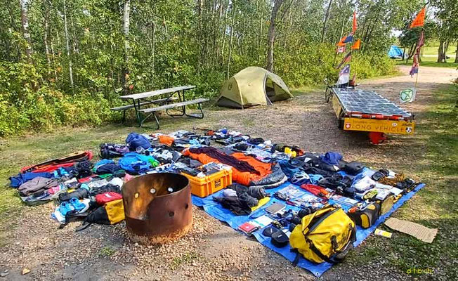 CA. Solatrike in Leduc. All stuff laid out
