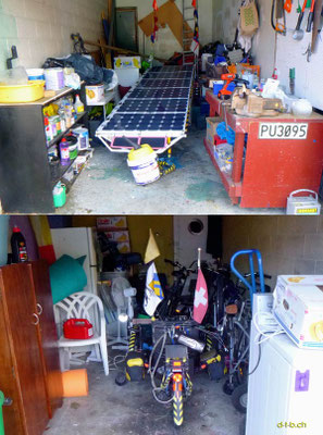 NZ: Solatrike in Picton verstaut in zwei Garagen des Atlantis Backpackers