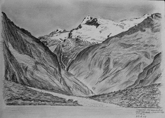 047.Skizze, Laguna Chinancocha und Nevado Chacrarraja 5326m /Peru