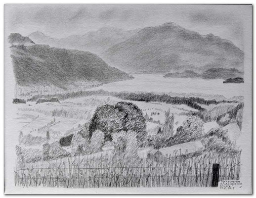 138.Skizze.Rigi und Zugersee von Aeugst aus.Schweiz