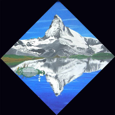 Rock in the water and it's mirror