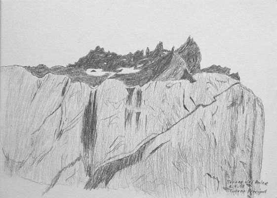 024.Skizze, Torres del Paine, Cuerno Norte /Chile