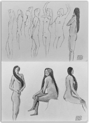 247.Skizzen.Life Drawing.quick poses.Clementine.Christchurch. New Zealand