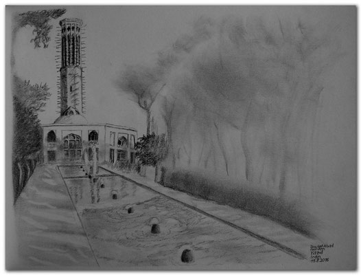 160.Skizze.Yazd.Dowlat Abad Garden.Iran
