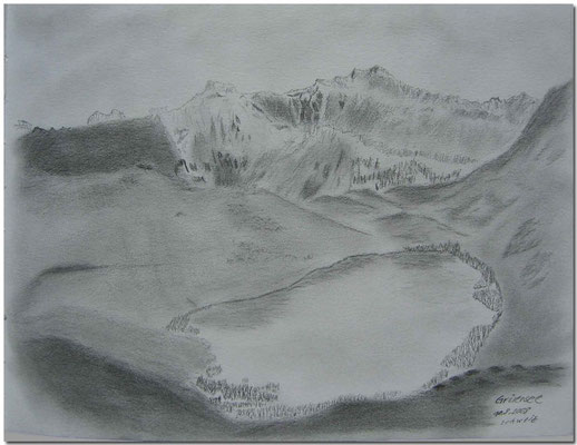 089.Skizze, Grüensee /Schweiz