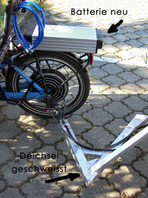 CZ: Batterie neu und Deichsel vom Solatrike geschweisst