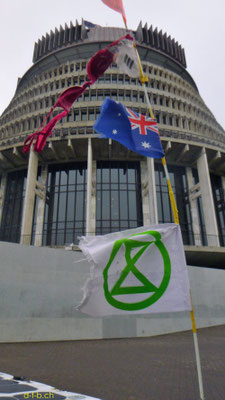 NZ: Solatrike in Wellington bei Beehive