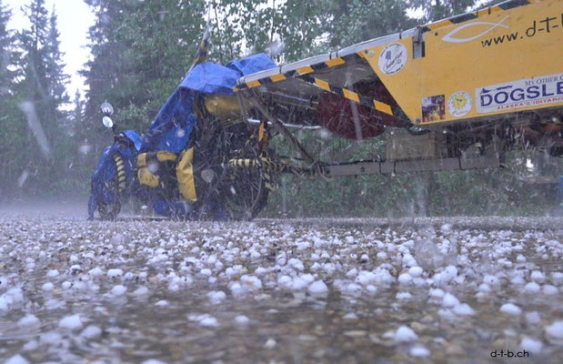 CA. Solatrike at Bear Lake in the middle of a hail storm