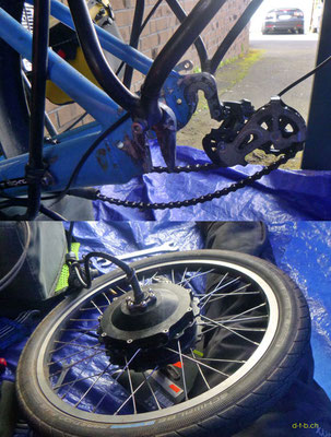 NZ: Solatrike Hinterrad ausgebaut für Reparatur