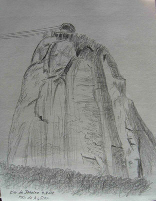 001.Skizze, Pao de Açucar, Rio de Janeiro /Brasilien