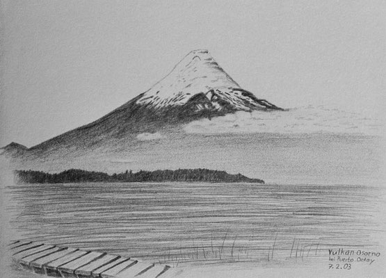 031.Skizze, Vulkan Osorno bei Puerto Octay /Chile