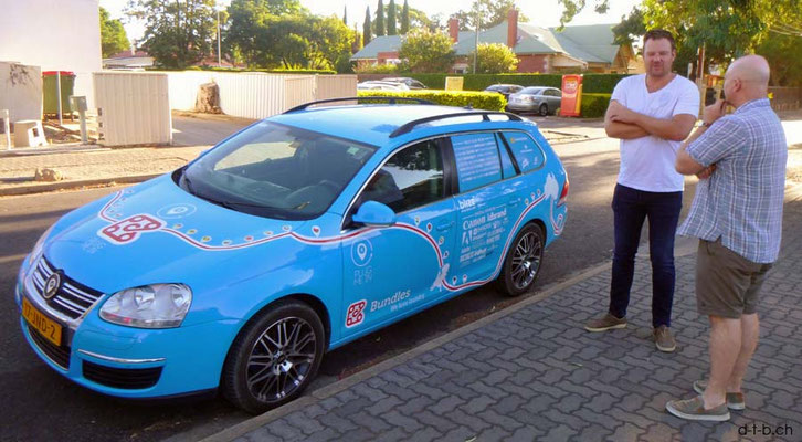 AU: Adelaide. Wiebe Wakker with his EV Blue Bandit