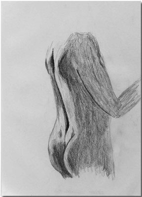  „Torsostudie“     28.6.2001  21x14.5 cm  Bleistift auf Papier  Skizze    
