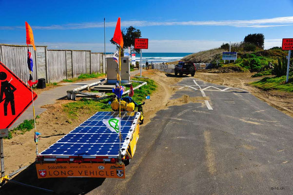 NZ: Solatrike in Ahipara beim 90 Mile Beach