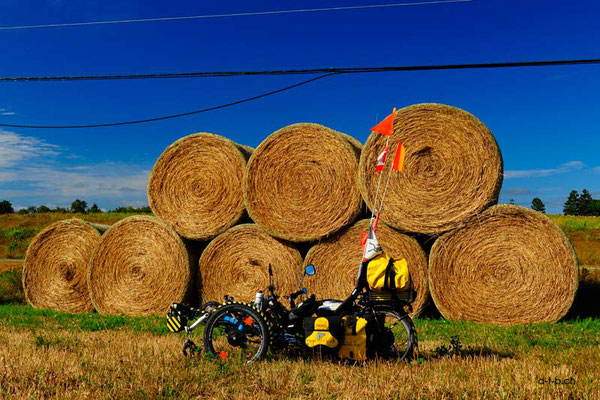 CA. Solatrike on Prince Edward Island with Hay rolls