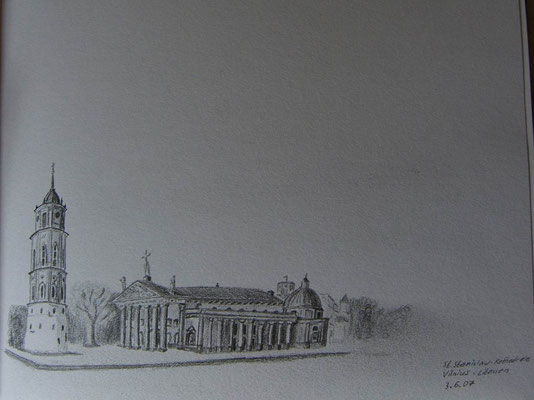 075.Skizze, St.Stanislaw-Kathedrale, Vilnius /Litauen