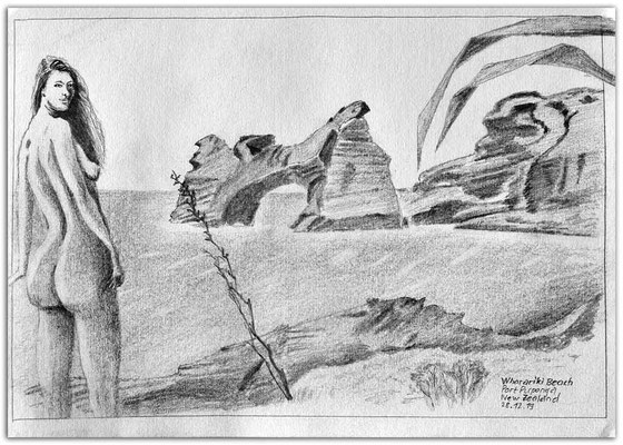 239.Skizze.Wharariki Beach.Puponga.New Zealand