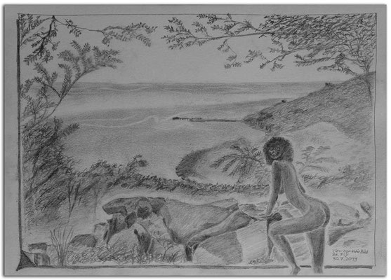 227.Skizze.View from Vatia Point.Ba.Fiji