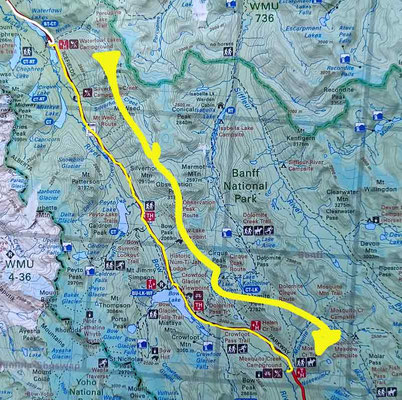 Map 31: Waterfowl Lake Camp - Mosquito Creek Camp
