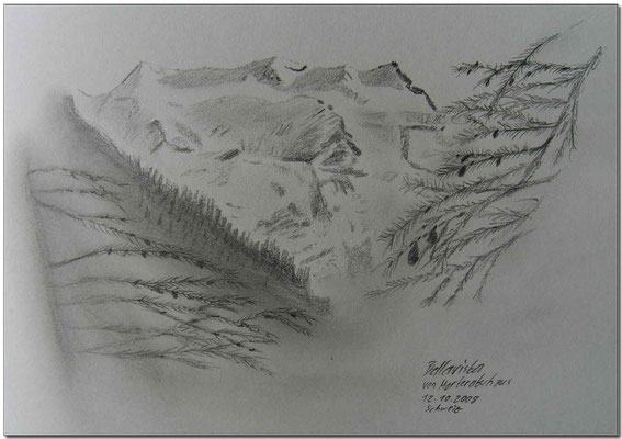 090.Skizze, Bellavista von Morteratsch aus /Schweiz