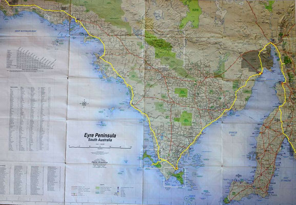 Karte: Eyre Peninsula: Ceduna - Adelaide