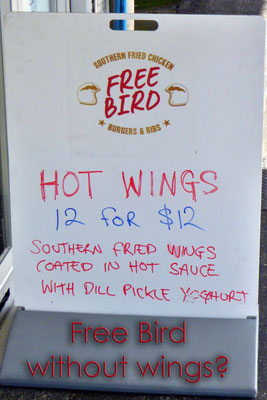 Neuseeland.Auckland.Free Bird with hot wings?