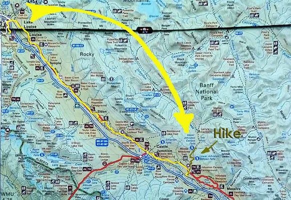 Map 33: Lake Louise Camp - Johnston Canyon Camp